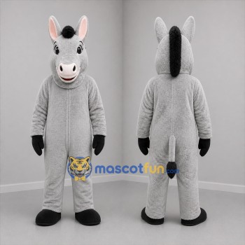 Custom Gray and Black Donkey Mascot Costume Adult Full Body Suit for Farm Events