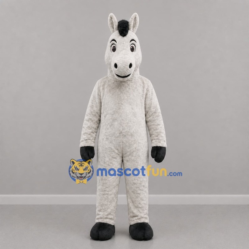 Custom Gray and Black Donkey Mascot Costume Adult Full Body Suit for Farm Events