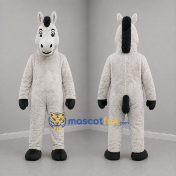 Custom Gray and Black Donkey Mascot Costume Adult Full Body Suit for Farm Events