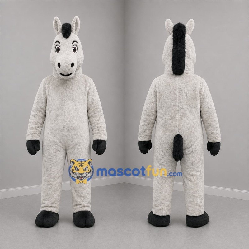 Custom Gray and Black Donkey Mascot Costume Adult Full Body Suit for Farm Events