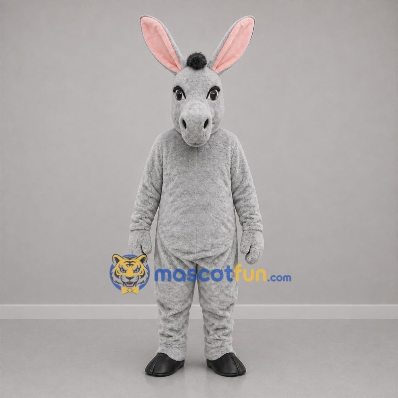 Custom Gray and Black Donkey Mascot Costume Adult Full Body Suit for Farm Events