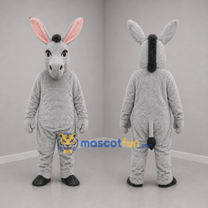 Custom Gray and Black Donkey Mascot Costume Adult Full Body Suit for Farm Events
