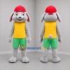 Custom Gray Yellow and Green Rabbit Mascot Costume Adult Full Body Suit for Children's Events
