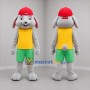 Custom Gray Yellow and Green Rabbit Mascot Costume Adult Full Body Suit for Children's Events