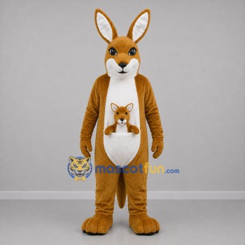 Custom Brown and White Kangaroo with Joey Mascot Costume Adult Full Body Suit for Wildlife Events