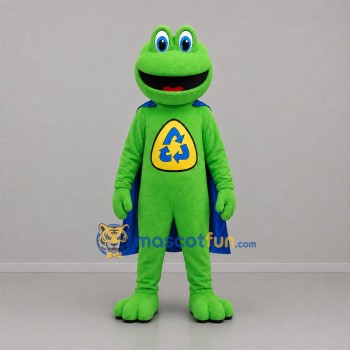 Custom Green and Blue Superhero Frog Mascot Costume Adult Full Body Suit for Environmental Events