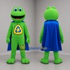 Custom Green and Blue Superhero Frog Mascot Costume Adult Full Body Suit for Environmental Events