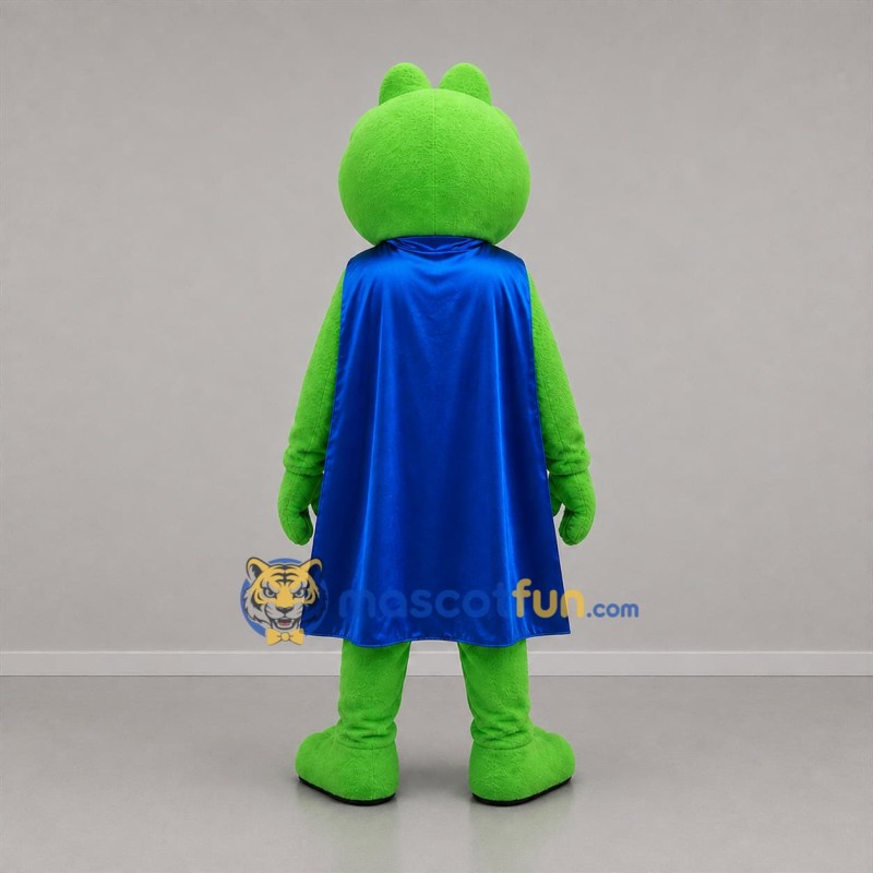 Custom Green and Blue Superhero Frog Mascot Costume Adult Full Body Suit for Environmental Events