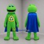Custom Green and Blue Superhero Frog Mascot Costume Adult Full Body Suit for Environmental Events