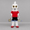 Custom White Black and Red Snowy Owl Mascot Costume Adult Full Body Suit for School Events