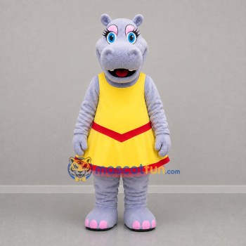 Custom Lavender and Yellow Hippo Girl Mascot Costume Adult Full Body Suit for Children's Events
