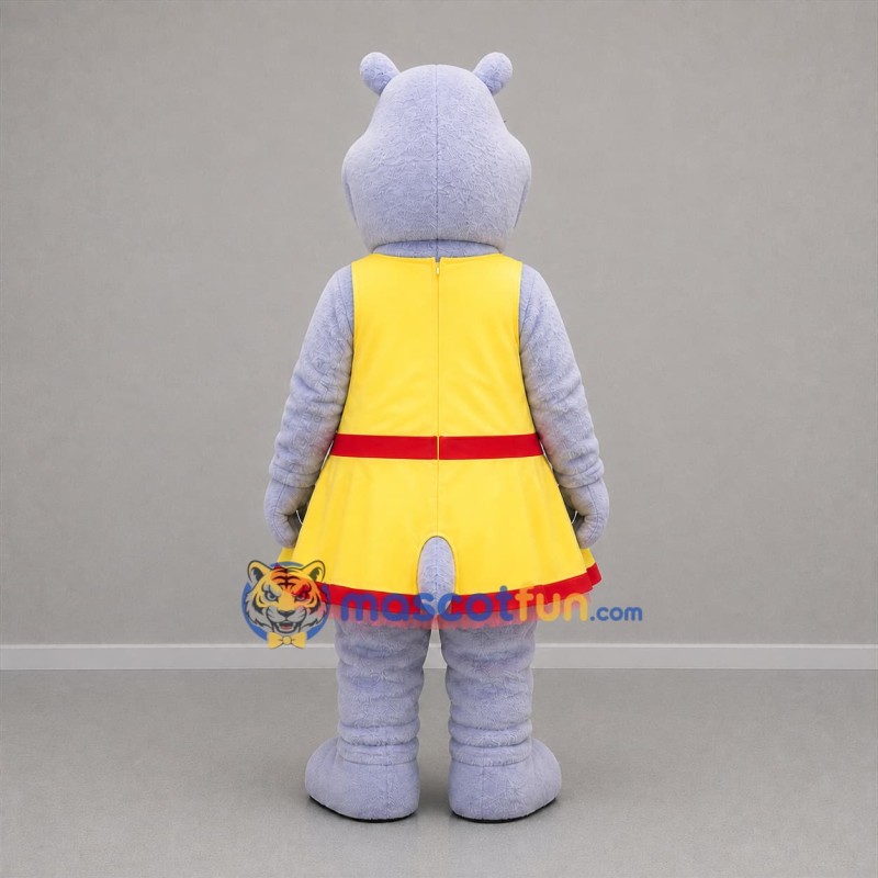 Custom Lavender and Yellow Hippo Girl Mascot Costume Adult Full Body Suit for Children's Events
