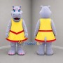 Custom Lavender and Yellow Hippo Girl Mascot Costume Adult Full Body Suit for Children's Events