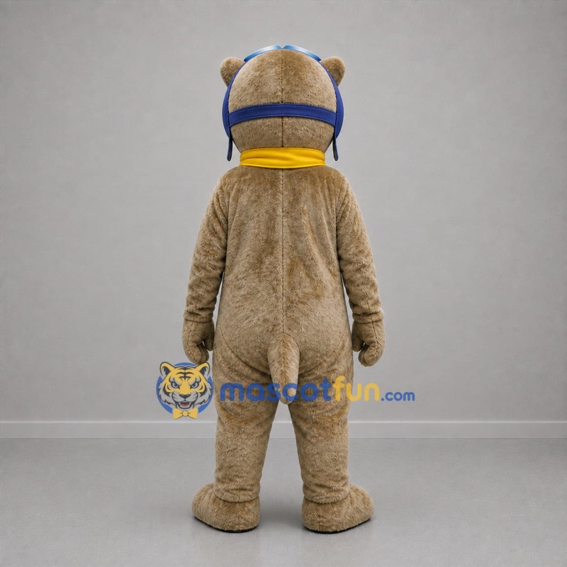 Custom Brown and Yellow Aviator Otter Mascot Costume Adult Full Body Suit for Adventure Events