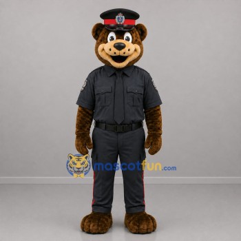 Custom Brown and Black Police Bear Mascot Costume Adult Full Body Suit for Community Events
