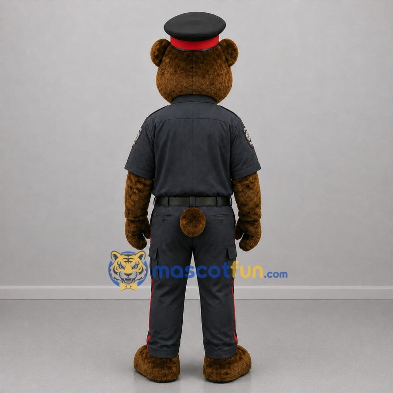 Custom Brown and Black Police Bear Mascot Costume Adult Full Body Suit for Community Events