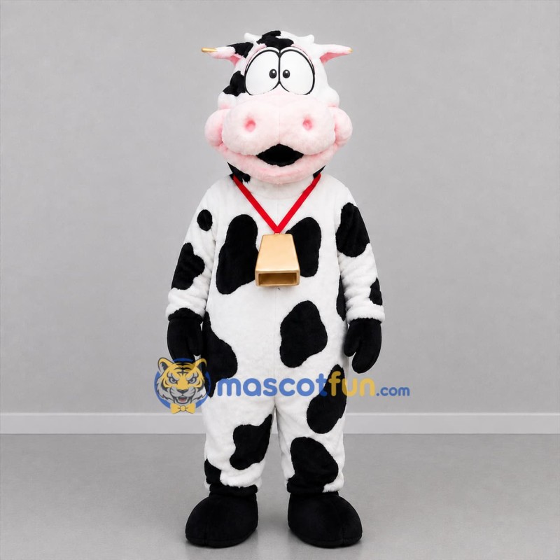 Custom Black and White Cow Mascot Costume Adult Full Body Suit for Farm Events