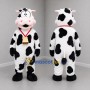 Custom Black and White Cow Mascot Costume Adult Full Body Suit for Farm Events
