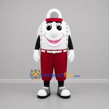 Custom White and Burgundy Baseball Mascot Costume Adult Full Body Suit for Baseball Games