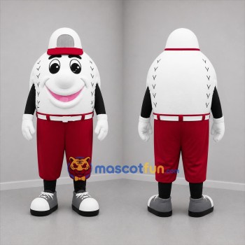 Custom White and Burgundy Baseball Mascot Costume Adult Full Body Suit for Baseball Games