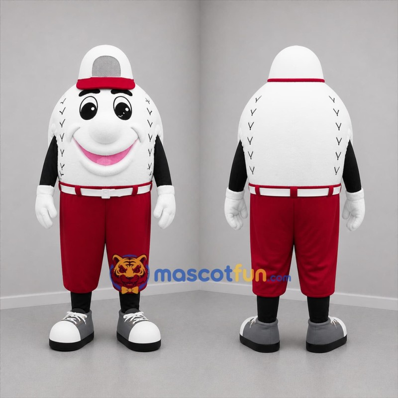 Custom White and Burgundy Baseball Mascot Costume Adult Full Body Suit for Baseball Games