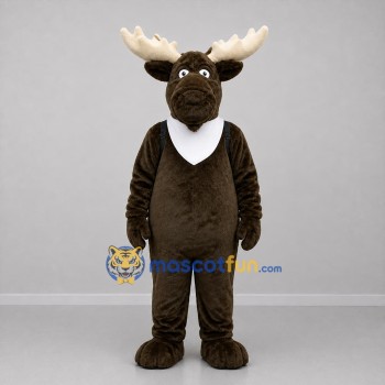 Custom Dark Brown and Cream Moose Mascot Costume Adult Full Body Suit for Nature Events