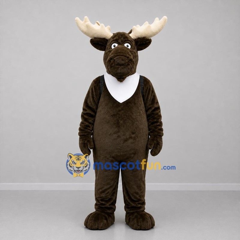 Custom Dark Brown and Cream Moose Mascot Costume Adult Full Body Suit for Nature Events