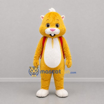 Custom Golden Yellow and White Hamster Mascot Costume Adult Full Body Suit for Children's Events