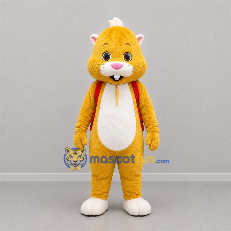 Custom Golden Yellow and White Hamster Mascot Costume Adult Full Body Suit for Children's Events