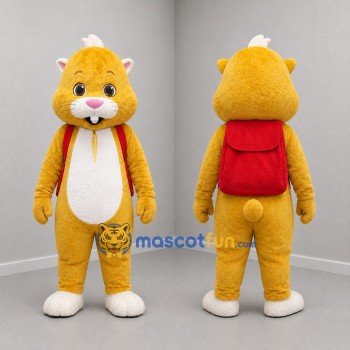 Custom Golden Yellow and White Hamster Mascot Costume Adult Full Body Suit for Children's Events