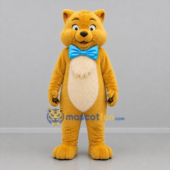 Custom Golden Yellow and Blue Cat Mascot Costume Adult Full Body Suit for Children's Events