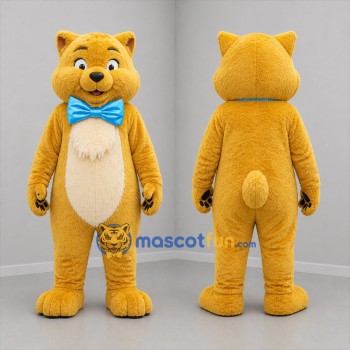 Custom Golden Yellow and Blue Cat Mascot Costume Adult Full Body Suit for Children's Events