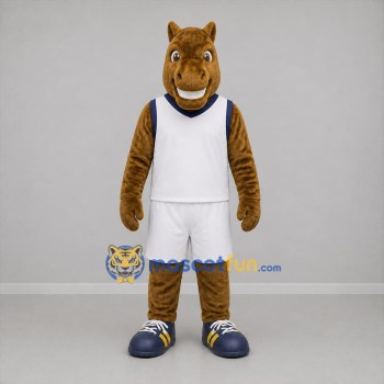 Custom Brown and White Basketball Horse Mascot Costume Adult Full Body Suit for Basketball Games