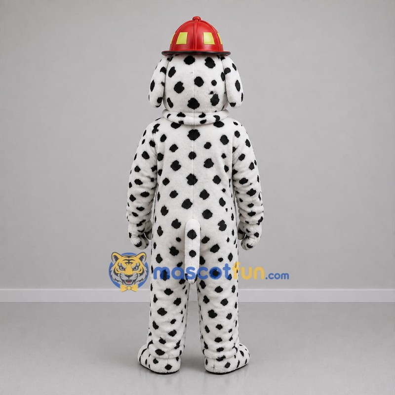 Custom Black White and Red Firefighter Dalmatian Mascot Costume Adult Full Body Suit for Fire Safety Events