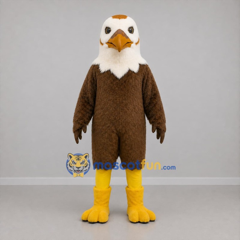 Custom Brown and White Bald Eagle Mascot Costume Adult Full Body Suit for Wildlife Events