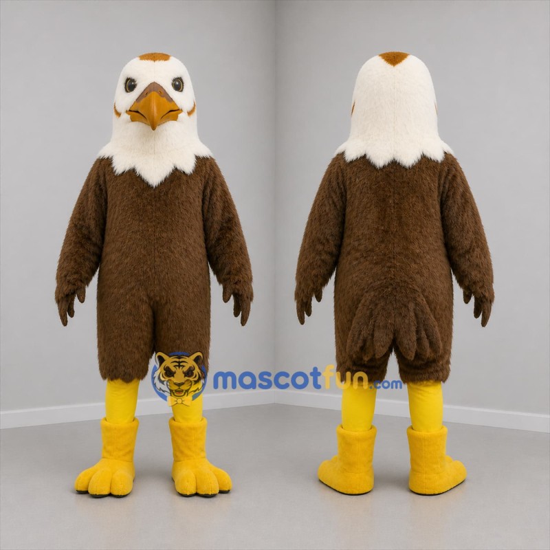Custom Brown and White Bald Eagle Mascot Costume Adult Full Body Suit for Wildlife Events