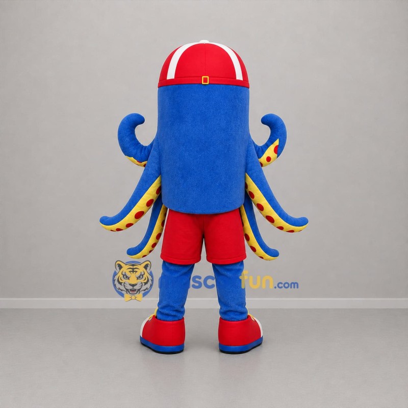 Custom Blue and Red Octopus Mascot Costume Adult Full Body Suit for Ocean Events