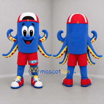 Custom Blue and Red Octopus Mascot Costume Adult Full Body Suit for Ocean Events