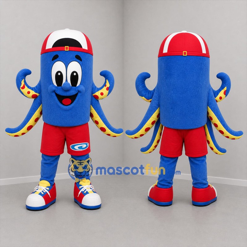 Custom Blue and Red Octopus Mascot Costume Adult Full Body Suit for Ocean Events