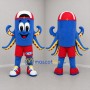 Custom Blue and Red Octopus Mascot Costume Adult Full Body Suit for Ocean Events