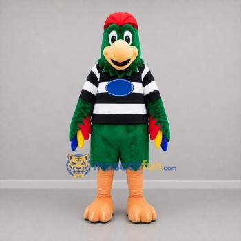 Custom Green Black and White Parrot Mascot Costume Adult Full Body Suit for Tropical Events