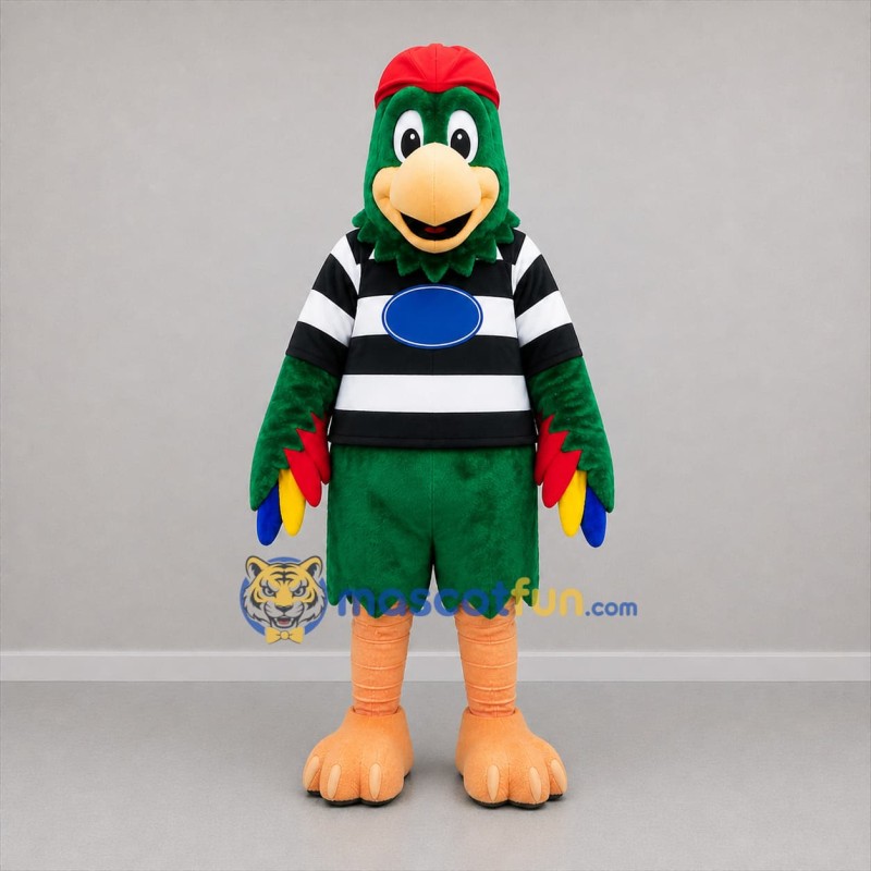 Custom Green Black and White Parrot Mascot Costume Adult Full Body Suit for Tropical Events