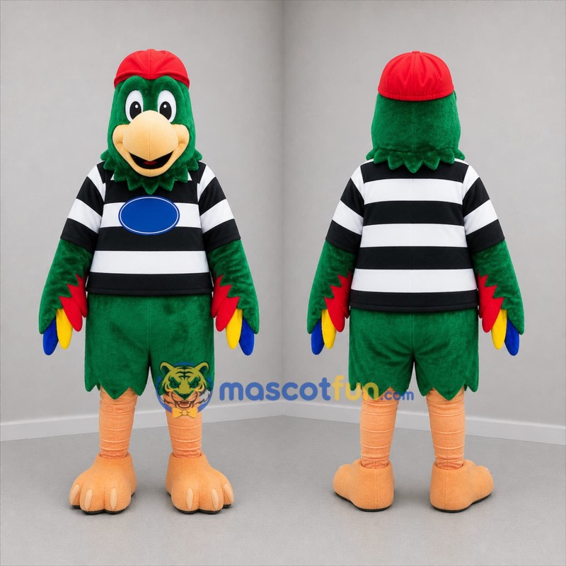 Custom Green Black and White Parrot Mascot Costume Adult Full Body Suit for Tropical Events