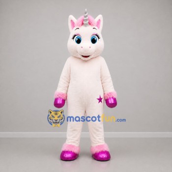 Custom White Pink and Purple Unicorn Mascot Costume Adult Full Body Suit for Fantasy Parties