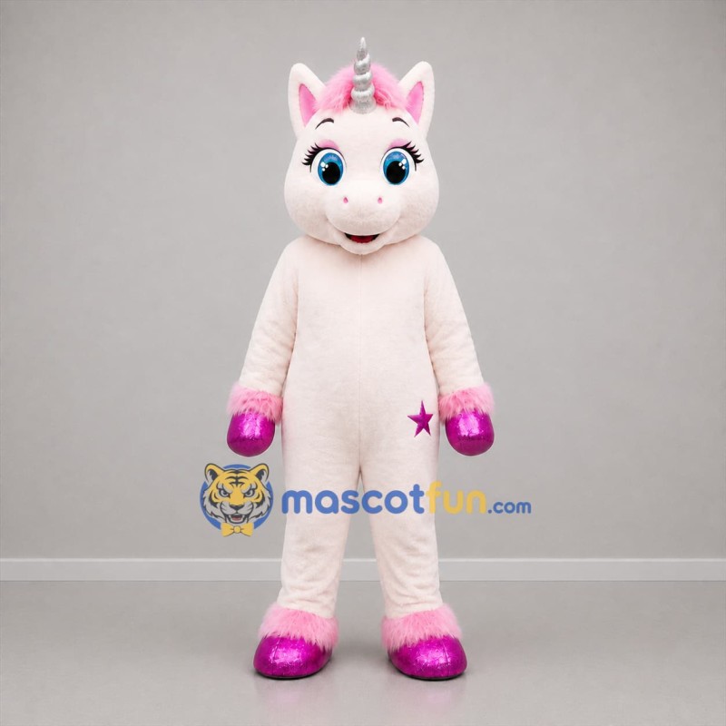 Custom White Pink and Purple Unicorn Mascot Costume Adult Full Body Suit for Fantasy Parties