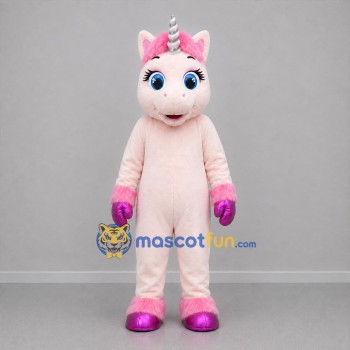 Custom Light Pink and Purple Unicorn Mascot Costume Adult Full Body Suit for Children's Parties