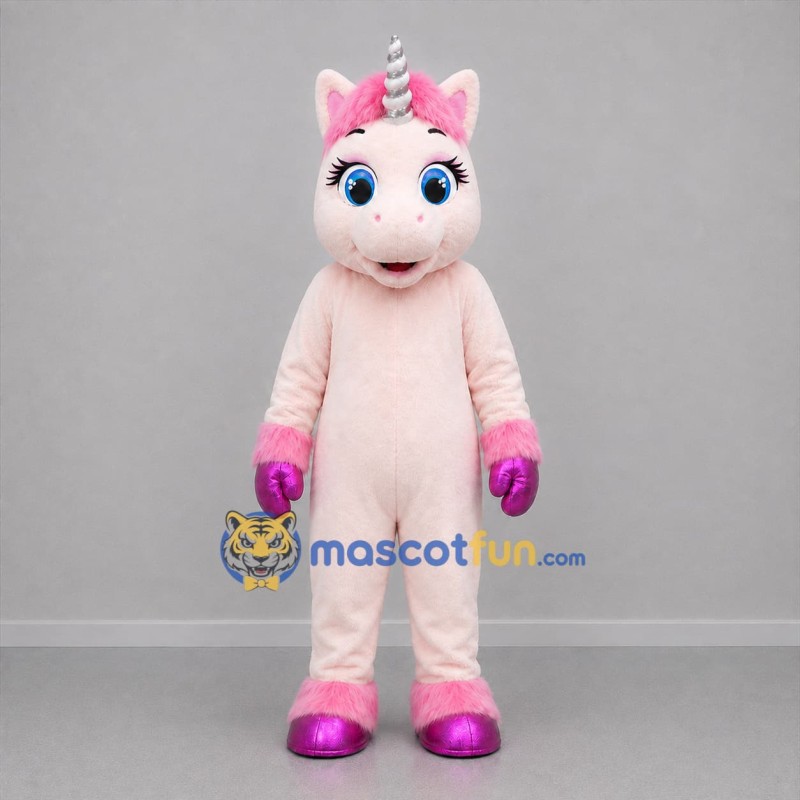 Custom Light Pink and Purple Unicorn Mascot Costume Adult Full Body Suit for Children's Parties