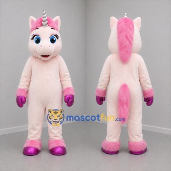 Custom Light Pink and Purple Unicorn Mascot Costume Adult Full Body Suit for Children's Parties