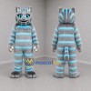 Custom Gray and Turquoise Striped Cat Mascot Costume Adult Full Body Suit for Costume Parties