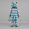 Custom Gray and Turquoise Striped Cat Mascot Costume Adult Full Body Suit for Costume Parties